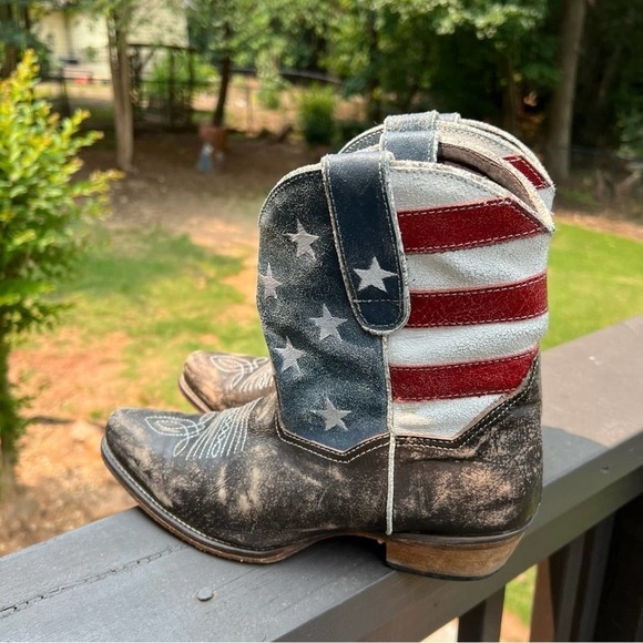 ROPER WOMEN'S AMERICAN BEAUTY FLAG ANKLE BOOTS Size 8 #008 - Picture 4 of 11